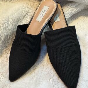 Steven New York Black Pointed Toe Knit Mules